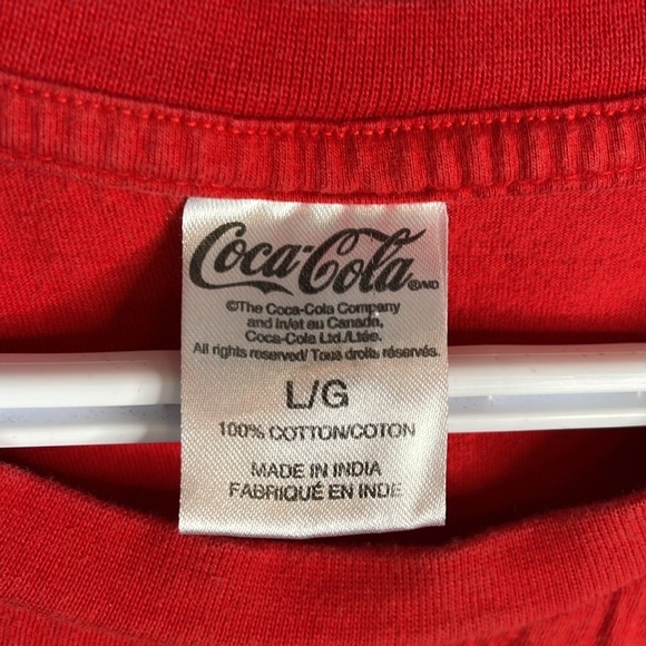 Coca Cola Men's Graphic Logo T-Shirt Red Crewneck Short Sleeve Cotton Size L - Picture 8 of 11